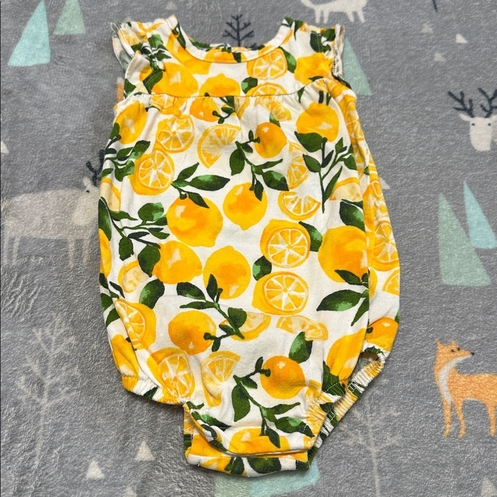 Old Navy Yellow Lemon Print Baby Romper 3-6 Months